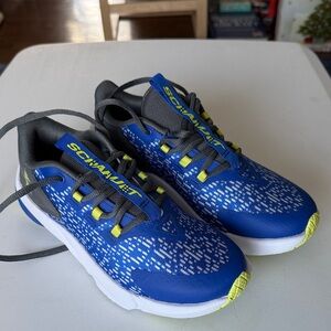 Under Armour Blue & Gray Kids Sneakers with Neon Yellow Accents